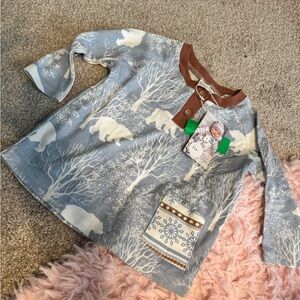 Kids Long Sleeve Shirt with Bear Print